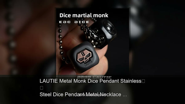 LAUTIE Metal Monk Dice Pendant Stainless Steel Dice Pendant Metal Necklace Edc Decompression Desktop Toy Gift